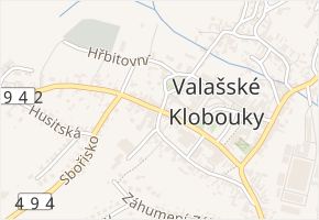 Komenského v obci Valašské Klobouky - mapa ulice