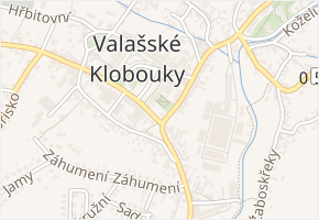 Přední dúbrava v obci Valašské Klobouky - mapa ulice