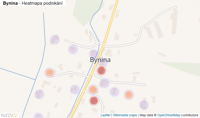 Mapa Bynina - Firmy v části obce.
