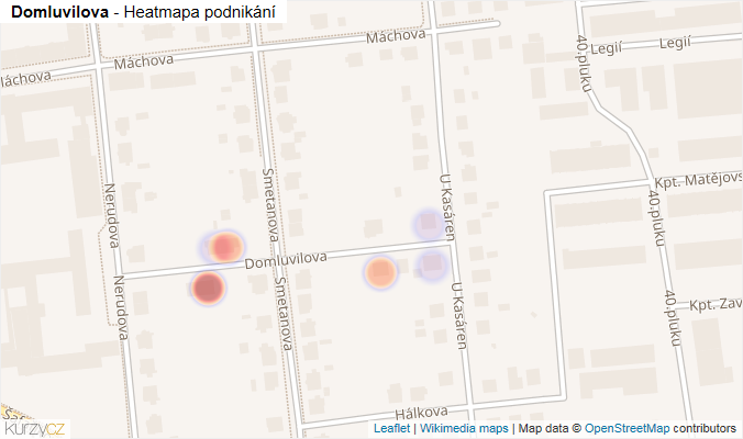 Mapa Domluvilova - Firmy v ulici.