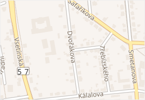 Dvořákova v obci Valašské Meziříčí - mapa ulice