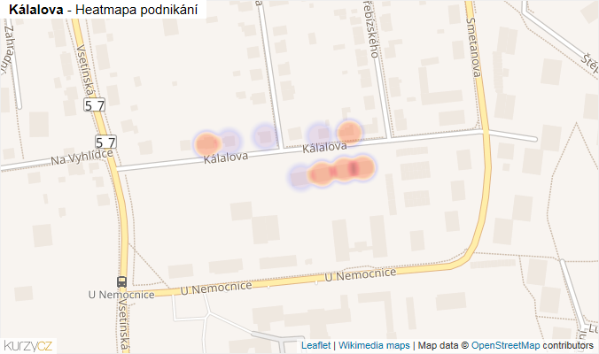 Mapa Kálalova - Firmy v ulici.
