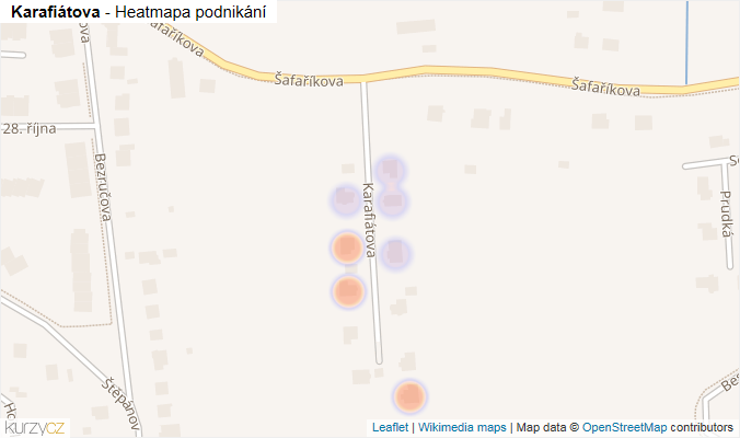 Mapa Karafiátova - Firmy v ulici.