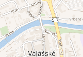 Mostní v obci Valašské Meziříčí - mapa ulice