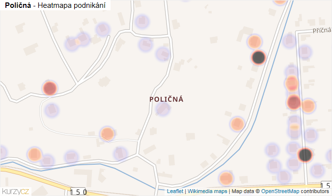 Mapa Poličná - Firmy v části obce.