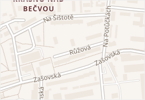 Růžová v obci Valašské Meziříčí - mapa ulice