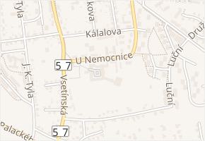 U Nemocnice v obci Valašské Meziříčí - mapa ulice