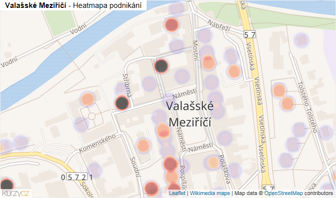 Mapa Valašské Meziříčí - Firmy v části obce.