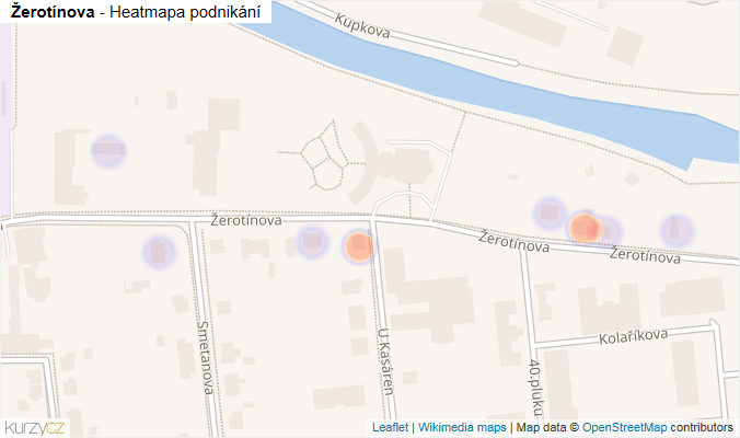 Mapa Žerotínova - Firmy v ulici.