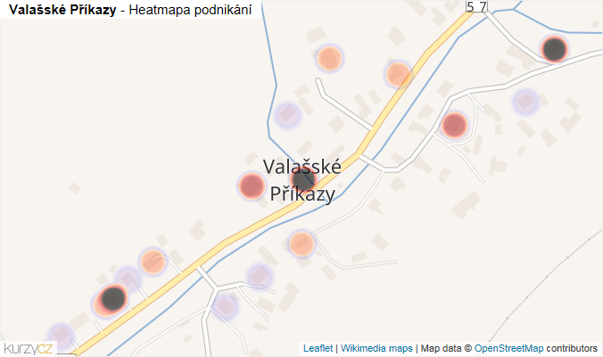 Mapa Valašské Příkazy - Firmy v části obce.