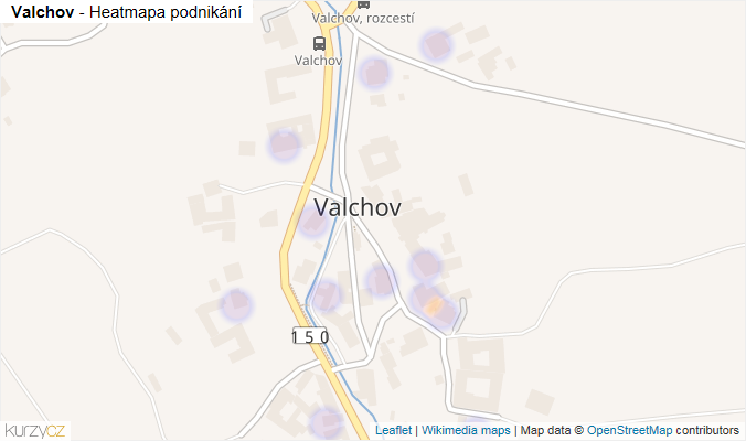 Mapa Valchov - Firmy v části obce.