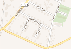 Jabloňová v obci Valdice - mapa ulice