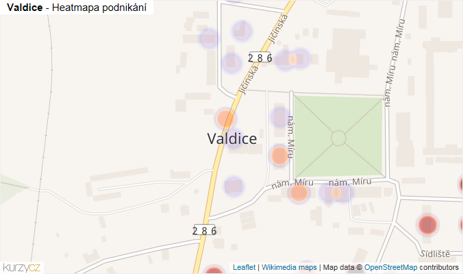 Mapa Valdice - Firmy v části obce.