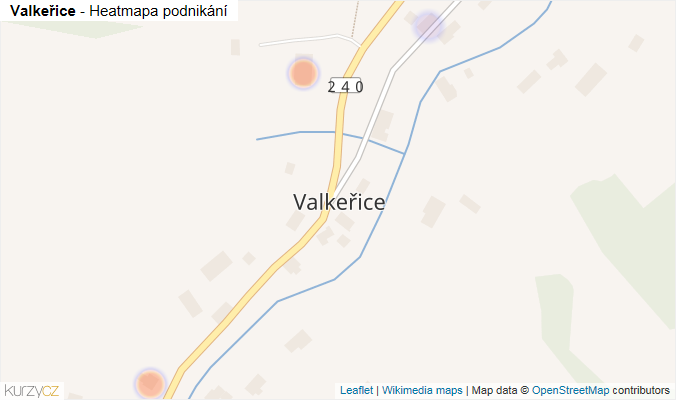Mapa Valkeřice - Firmy v části obce.