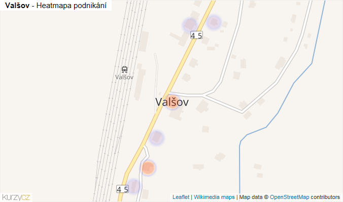 Mapa Valšov - Firmy v části obce.