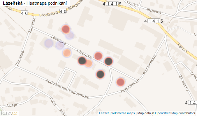 Mapa Lázeňská - Firmy v ulici.