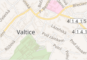 Zámecká v obci Valtice - mapa ulice