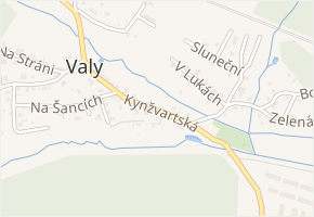 Kynžvartská v obci Valy - mapa ulice