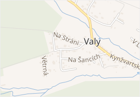 Na Stráni v obci Valy - mapa ulice