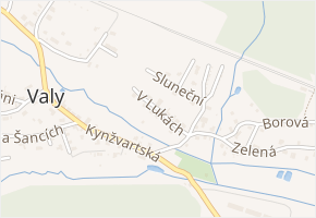 V Lukách v obci Valy - mapa ulice