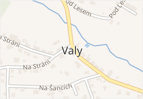 Valy v obci Valy - mapa části obce