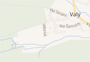 Větrná v obci Valy - mapa ulice