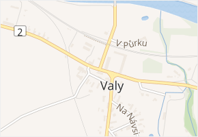 Pardubická v obci Valy - mapa ulice