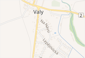 Příčná v obci Valy - mapa ulice