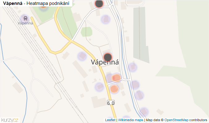 Mapa Vápenná - Firmy v části obce.