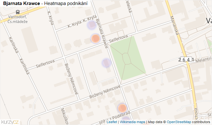 Mapa Bjarnata Krawce - Firmy v ulici.