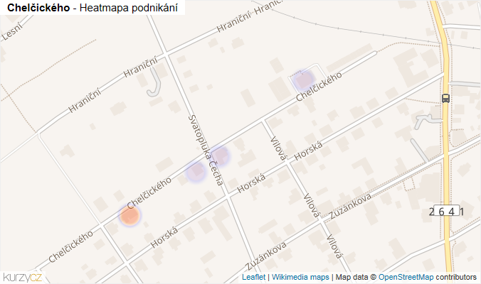 Mapa Chelčického - Firmy v ulici.