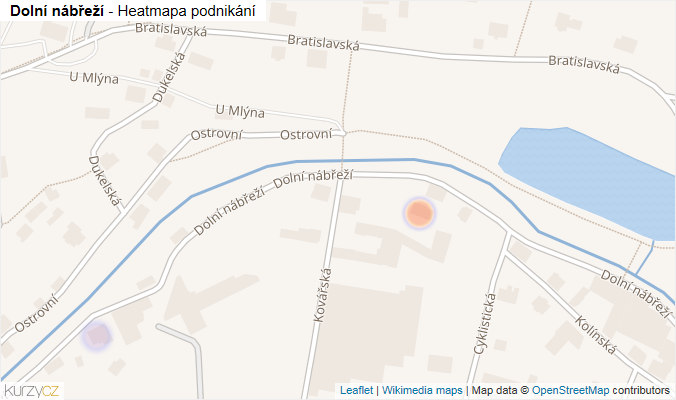 Mapa Dolní nábřeží - Firmy v ulici.