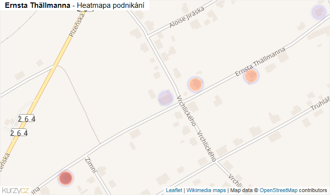 Mapa Ernsta Thällmanna - Firmy v ulici.
