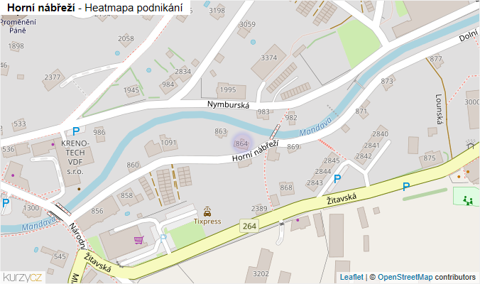 Mapa Horní nábřeží - Firmy v ulici.