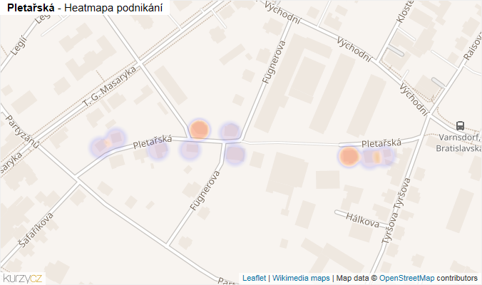 Mapa Pletařská - Firmy v ulici.