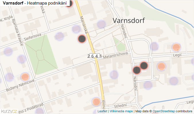 Mapa Varnsdorf - Firmy v části obce.