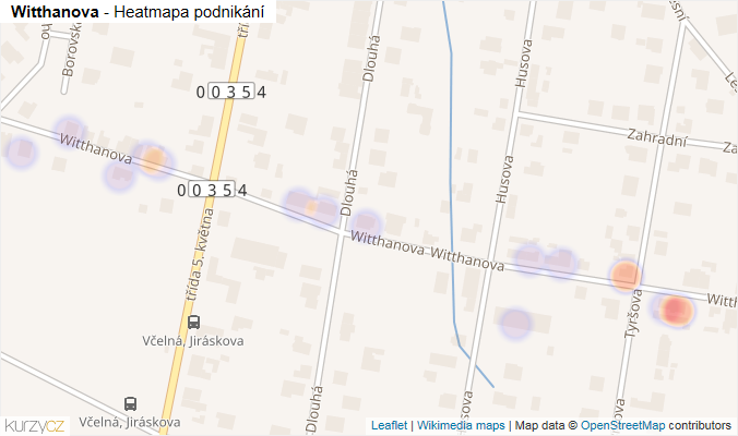 Mapa Witthanova - Firmy v ulici.