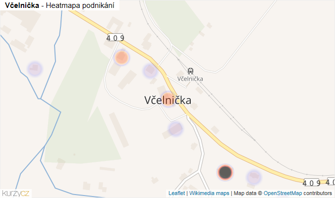 Mapa Včelnička - Firmy v části obce.