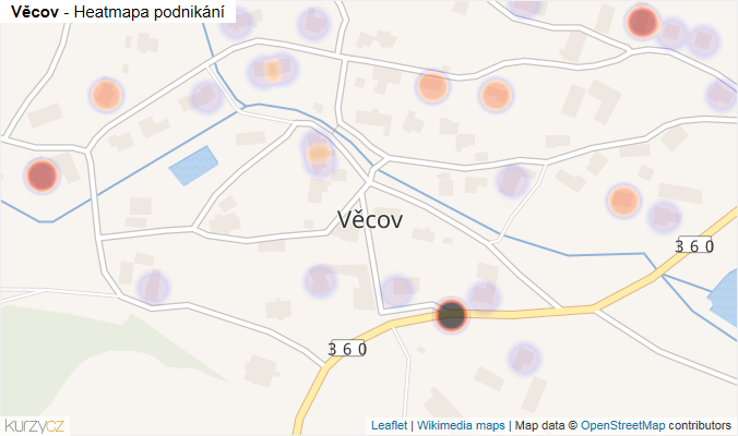 Mapa Věcov - Firmy v části obce.