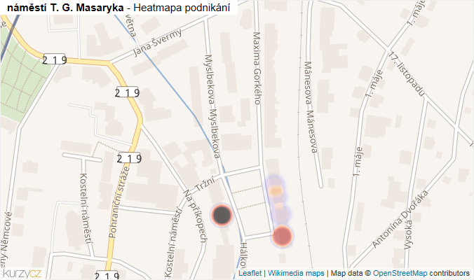 Mapa náměstí T. G. Masaryka - Firmy v ulici.