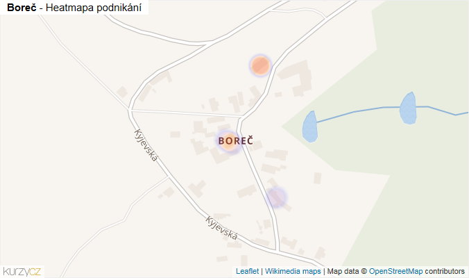 Mapa Boreč - Firmy v části obce.