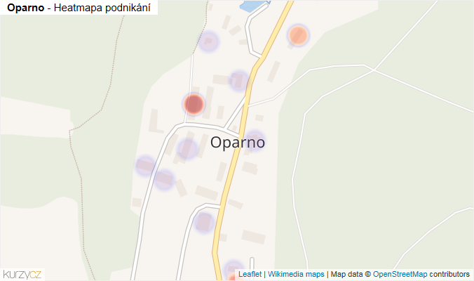 Mapa Oparno - Firmy v části obce.