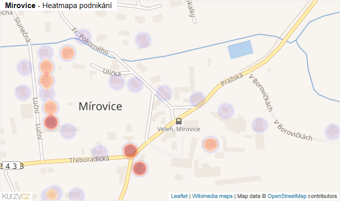 Mapa Mírovice - Firmy v části obce.