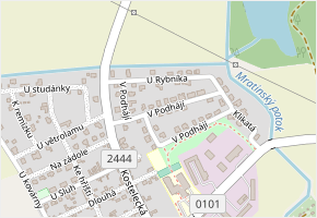 V Podhájí v obci Veleň - mapa ulice