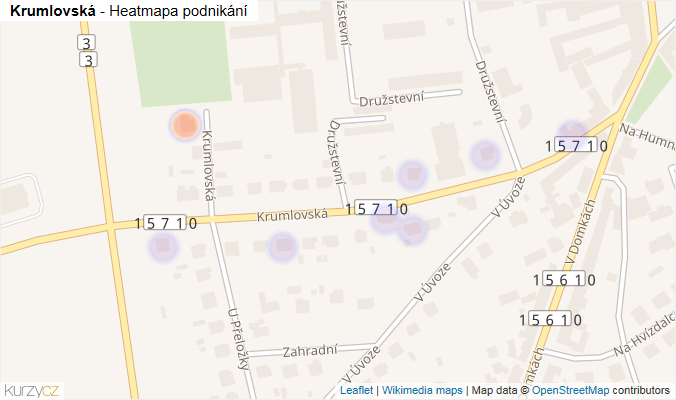 Mapa Krumlovská - Firmy v ulici.