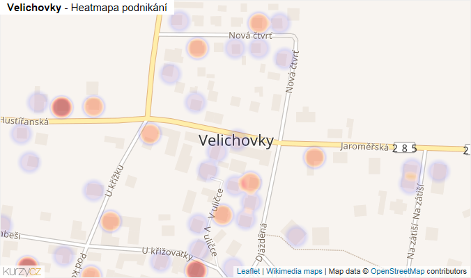Mapa Velichovky - Firmy v části obce.