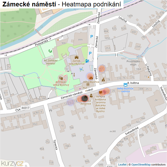 Mapa Zámecké náměstí - Firmy v ulici.