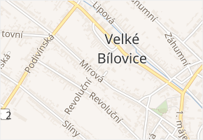 Mírová v obci Velké Bílovice - mapa ulice
