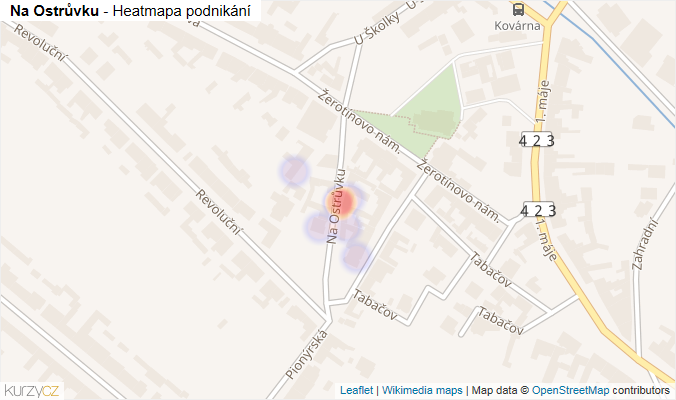 Mapa Na Ostrůvku - Firmy v ulici.