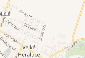 Jasanová v obci Velké Heraltice - mapa ulice